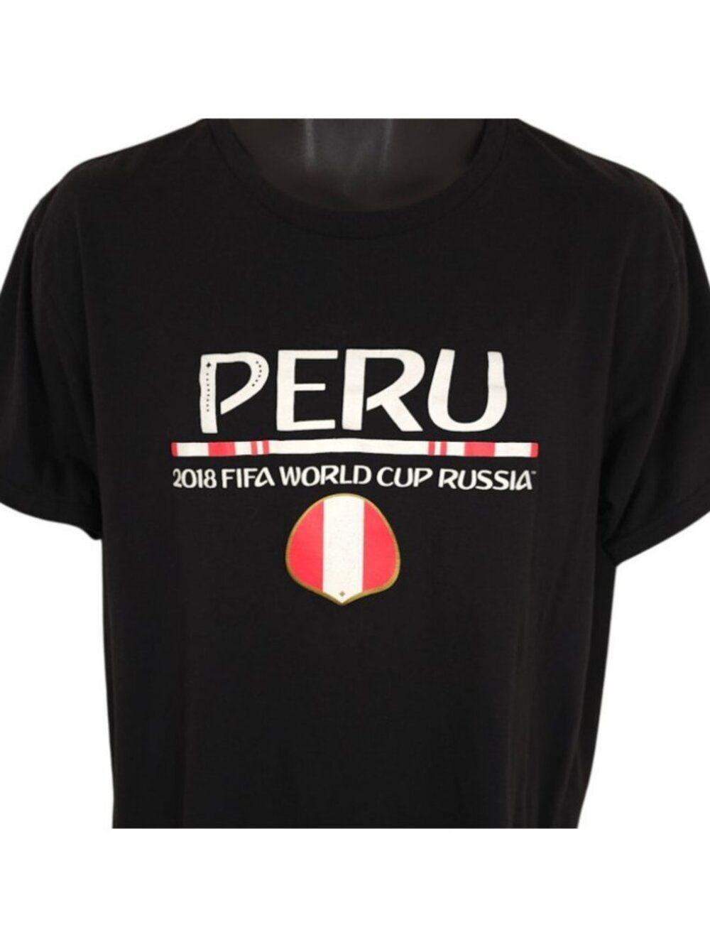 FIFA World Cup T Shirt Mens Size XL Black Team Peru Russia 2018 Soccer Football